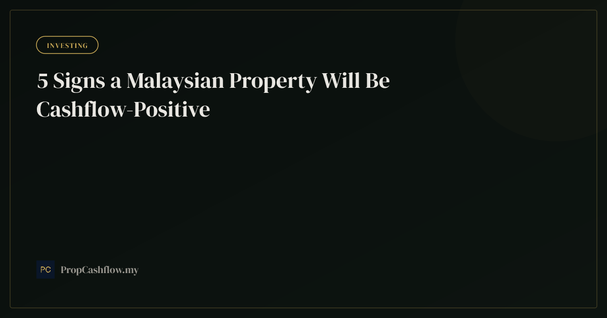 5 Signs a Malaysian Property Will Be Cashflow-Positive